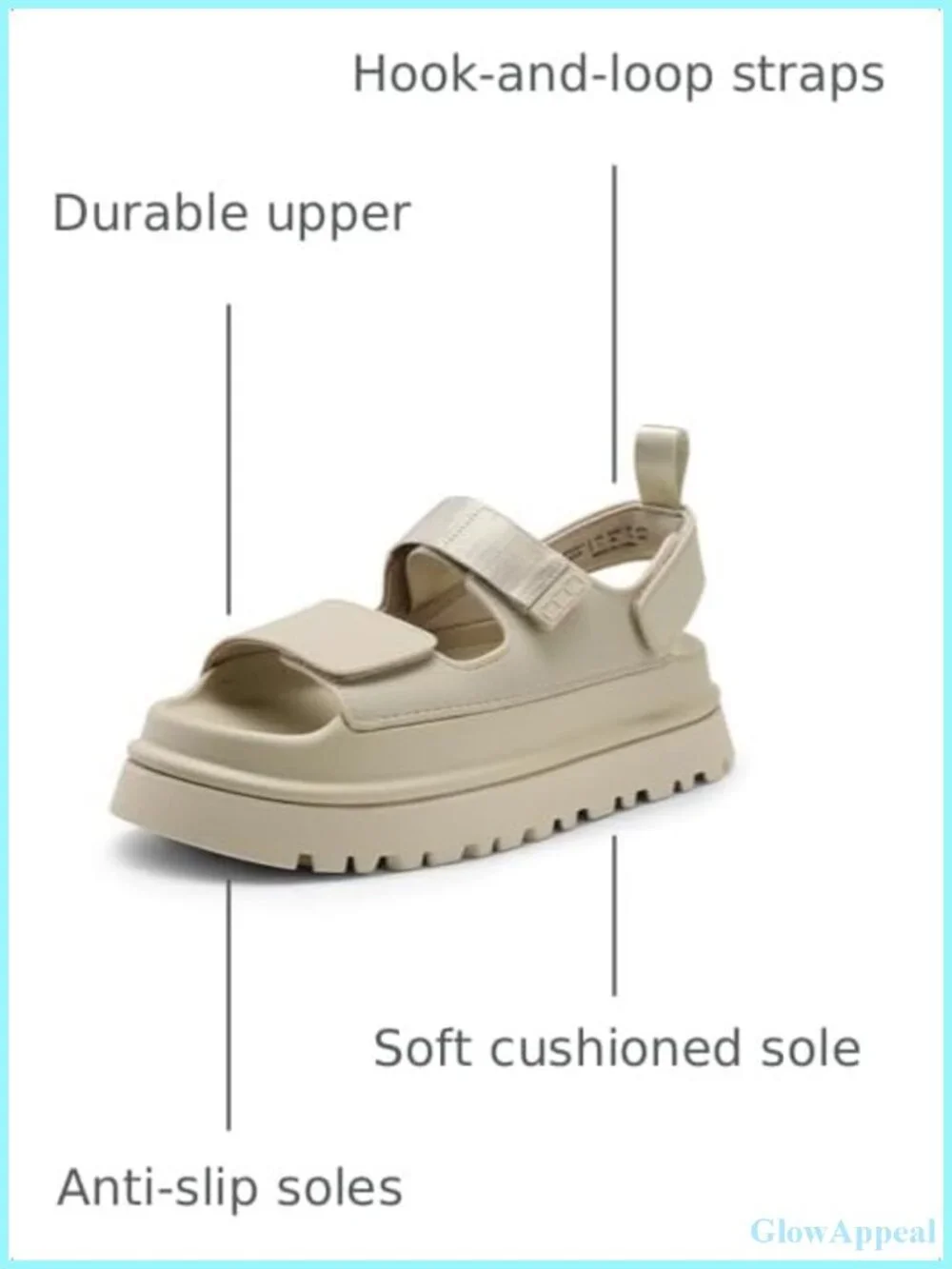 Women's Platform Flat Sandals Multi-Strap Hook & Loop Casual Summer Shoes